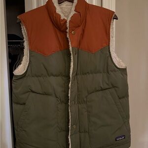 Patagonia Olive Green and Burnt Orange Women's Vest